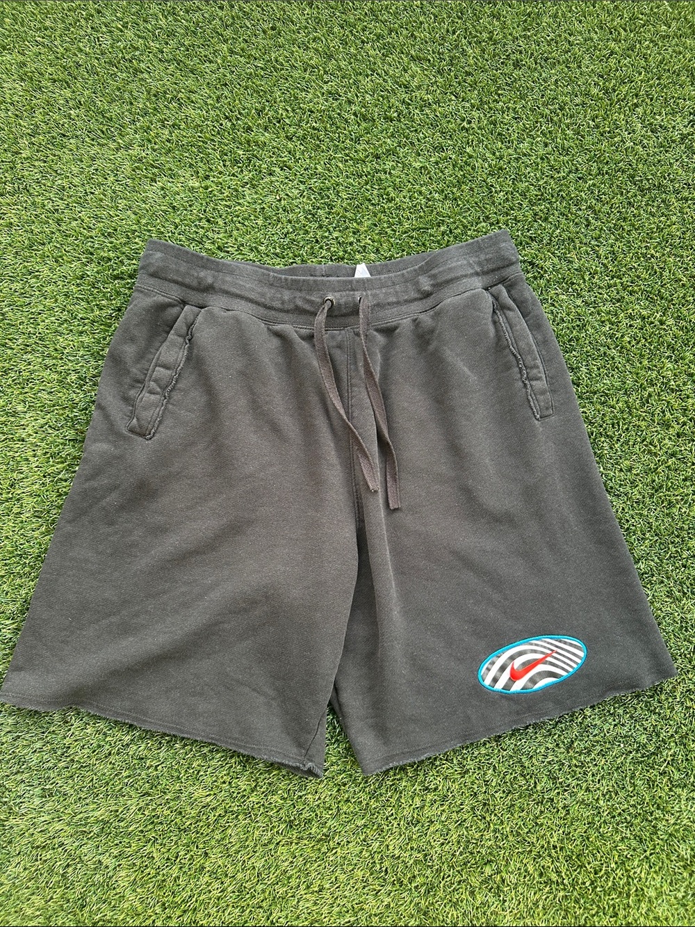 Nike Black Athletic Drawstring Shorts with Logo Patch